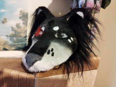 Schwarzer Wolf Therian Maske. Faschingsmaske. Maske Handarbeit.