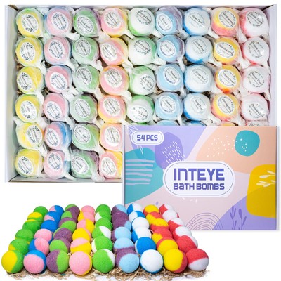 Luxury Bath Bombs Gift Set - 54pc Skin-Nourishing Mineral Bath Salts with Nat...