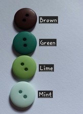 15mm Matte Smartie Buttons. 10 Pack. Choice of Colours
