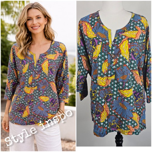 Boom Shankar Top Size 12 Floral Abstract Print 100% Cotton