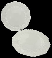 2 Rare LA JOLIE MUSE Dinner Plates Embossed Lace Rims On White Porcelain 10?