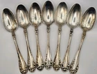 7 Antique RW&S Sterling Serving teapoons Rose Pattern 1898,  matching set (115g)
