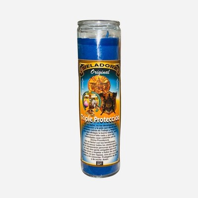 Triple Proteccion Veladora Para Bendiciones Buena Suerte en el Negocio
