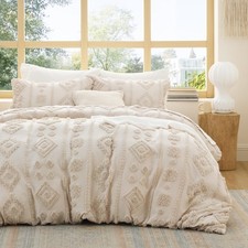 Bedsure Boho Duvet Cover Queen Size - Tufted Boho Bedding Farmhouse-Style