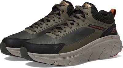 Skechers Mens D'lux Walker 2.0 Grailo Waterproof Sneaker 6.5 X-Wide Olive/Orange