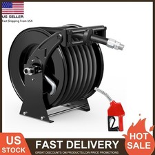 Fuel Hose Reel Retractable Diesel Hose Reel 1" x 50' Auto Refueling Nozzle,Black