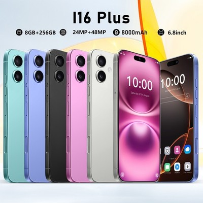 I16 Plus Unlocked Global Mobile Smartphone 8+256GB Android 24+48MP 8000mAh 6.8in