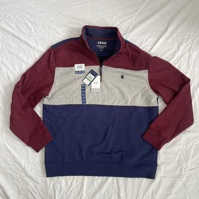 IZOD Men's Sz L Advantage Performance Fleece 1/4 Zip Stretch Pullover Sweater