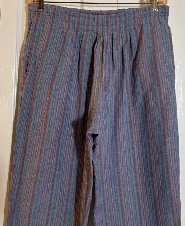 Pantalones Carole Little for Saint Tropez West 100 % algodón talla 10 rayas azules Foto 2 de 4