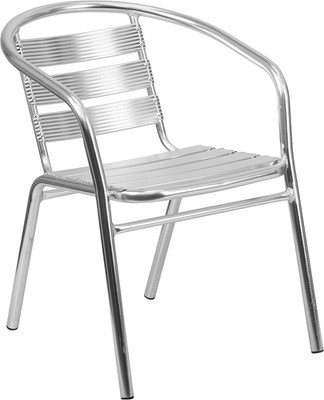 Heavy Duty Commercial Aluminum Indoor-Outdoor Restaurant Stack Chair with Triple