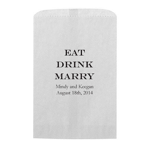 50 Eat Drink Marry Personalized Flat Paper Goodie Bags Wedding Favors - Bild 1 von 3