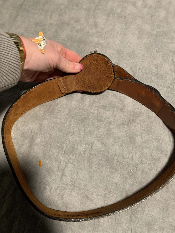 Cinturón Corsé Ancho Cuero Marrón Medio The J. Peterman Company Hebilla Tono Latón Foto 2 de 4