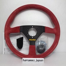 Oem Momo Steering Wheel Black Spoke Mod.78 350mm Red Suede Model 78 M-64 Jdm New