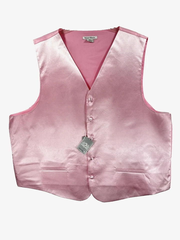 Daniel Ellissa Men's Pink Vest 5 Buttons Pink Back Polyester Size 3XL - Image 2 of 4