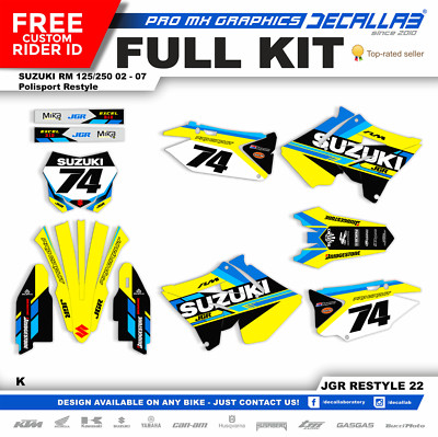 SUZUKI RM 125 250 2002-2007 Polisport Restyle MX Graphics Stickers Kit Decallab