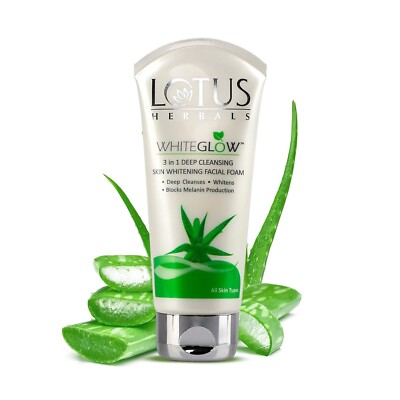 Lotus Herbals Whiteglow 3 In 1 Deep Cleaning Skin Whitening Facial Foam 100gm FS