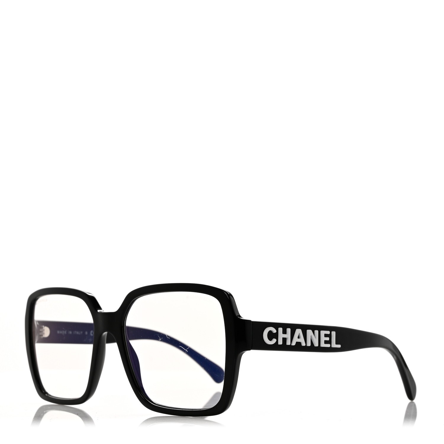 CHANEL CH 5408 1026 Square Eyeglasses Black Frame White Letters Clear Lens New