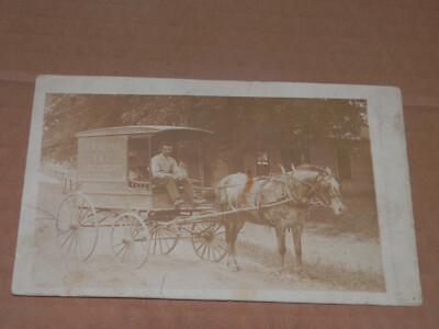 F.W. MEYER B.&O. GROCER WAGON - 1907-1918 ERA UNPOSTED REAL PHOTO POSTCARD RPPC