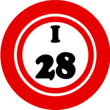 I 28 I28 Bingo Ball - 3 Inch Circle Sticker 3" x 3" - Hobby Number Board Lucky