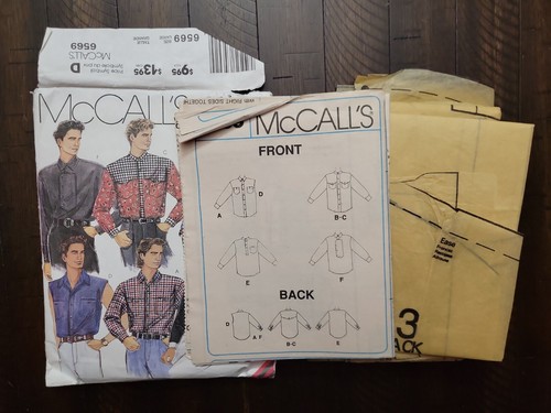 Vintage McCall's Men's Easy Fitting Shirt Pattern #6569 Size Large (42/44) CUT - Picture 3 of 4