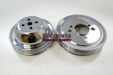 Chrome Steel Pulley Big Block Chevy Short Water Pump Double 2 Groove Bbc Swp 454 Chrome Steel Pulley Big Block Chevy Short Water Pump Double 2 Groove Bbc Swp 454