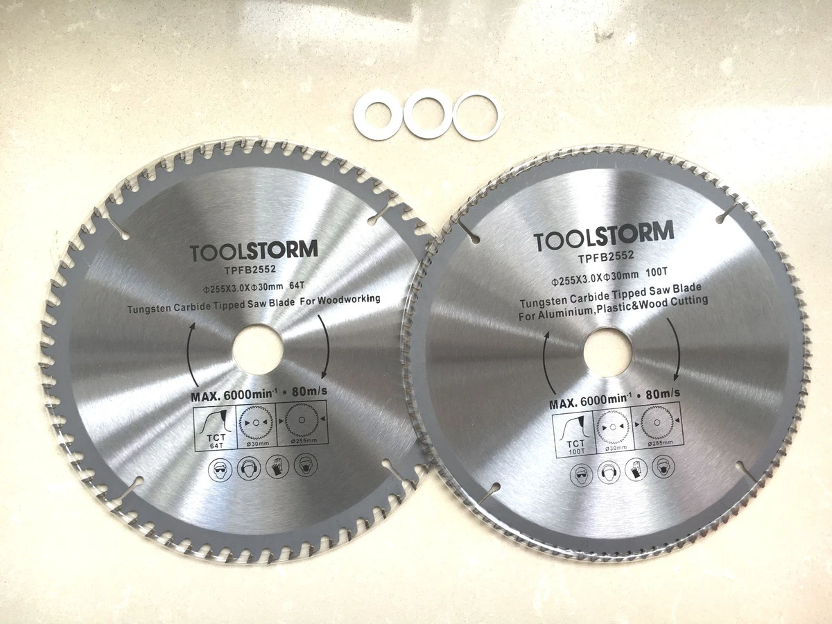 2X MITRE SAW TABLE SAW BLADE 255MM 100T 64T FIT MAKITA HITACHI