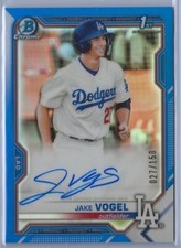 2021 Bowman Chrome CPA-JV Jake Vogel blue refractor 027/150 autograph Dodgers