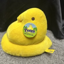 Just Born Peeps Yellow Chick Stuffed Plush 9" L x 7" H NWT