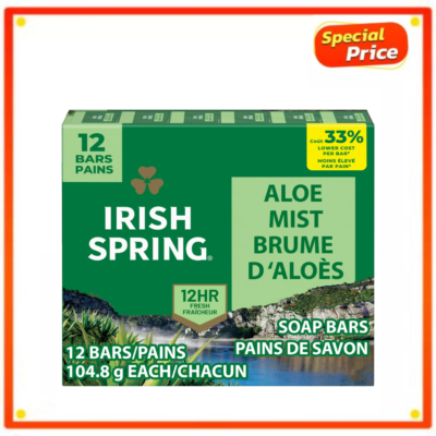 #ad #ad Irish Spring Bar Soap for Men Aloe Mist Deodorant Bar Soap 12 Pack 3.7 Oz $9.97