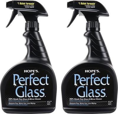 HOPE'S Perfect Glass Cleaner Spray, Streak-Free, Ammonia-Free Window, Mirror, Sc