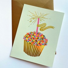 RIFLE PAPER CO. Greeting Card  Envelope - "CUPCAKE BIRTHDAY" Gold Blank A2 