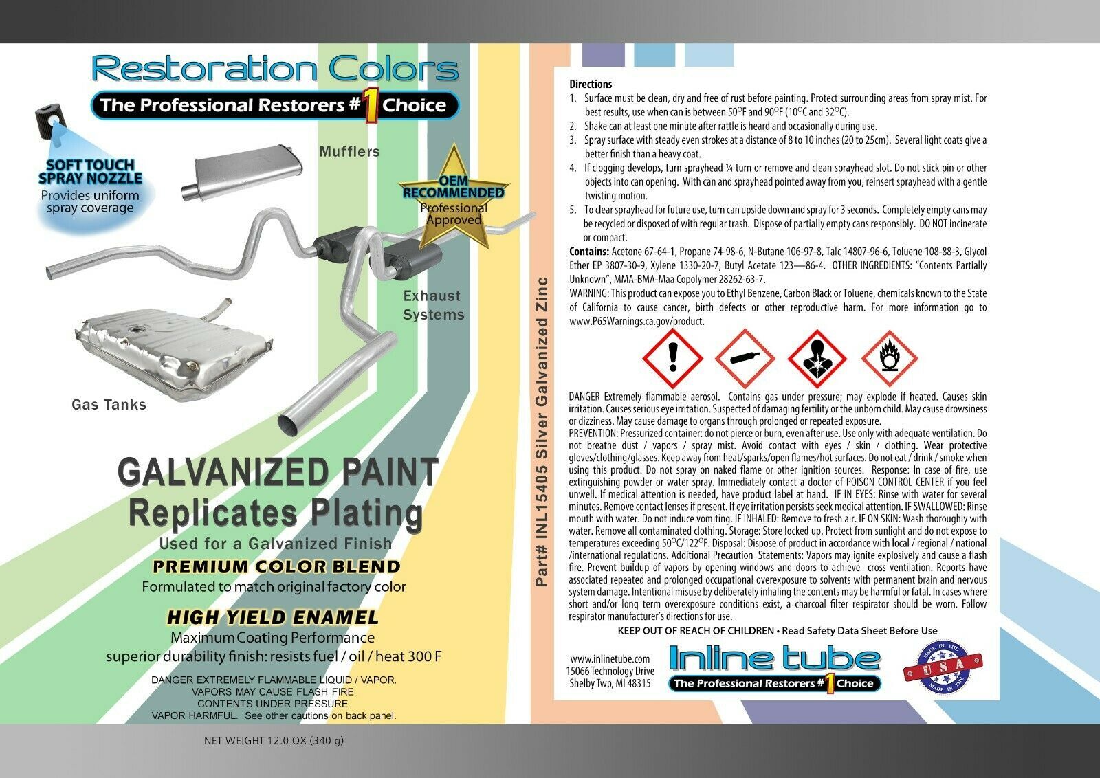 6481 Gm Silver Zinc Galvanized Plating Color Spray Paint Exhaust