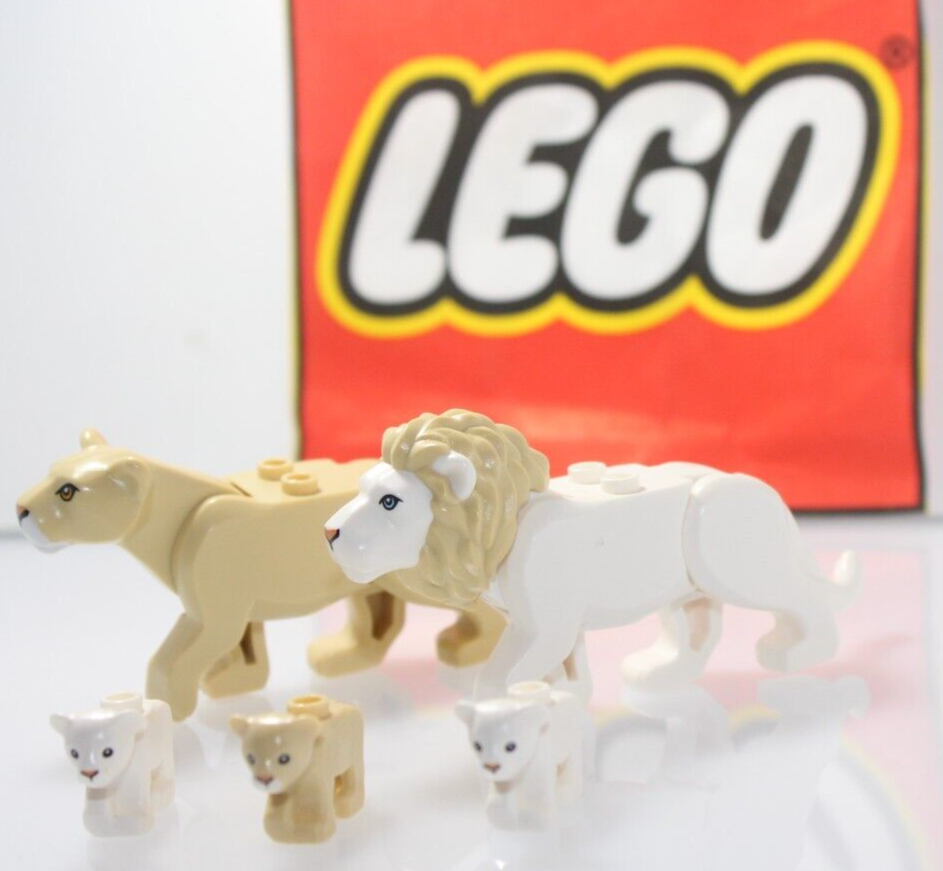 New Lego Animal Lion Pride 5PC Lion Lioness Cub Tan White 60301