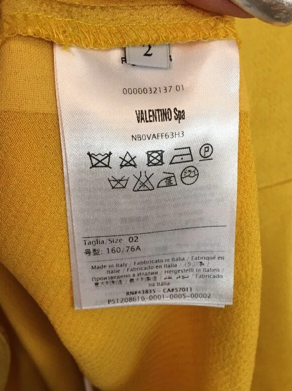 Abito Valentino giallo brillante senza maniche raso taglio completo taglia 2