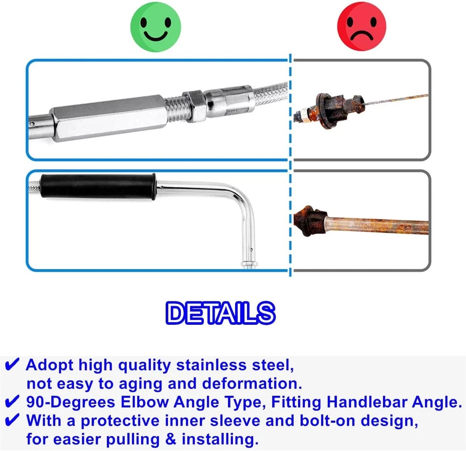 Juego de cables de acelerador y ralentí de acero inoxidable de 42" para Harley Davidson 56579-02A Foto 3 de 4
