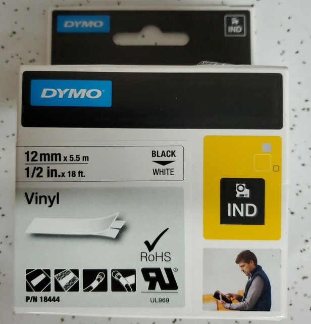 GREENCYCLE 3PK Industrial Flexible Nylon Label Tape Compatible for Dymo 18489 Black on White Rhino 4200 5000 5200 6000 3M PL300 Label Printer (3/4 19mm x 11.5ft 3.5m