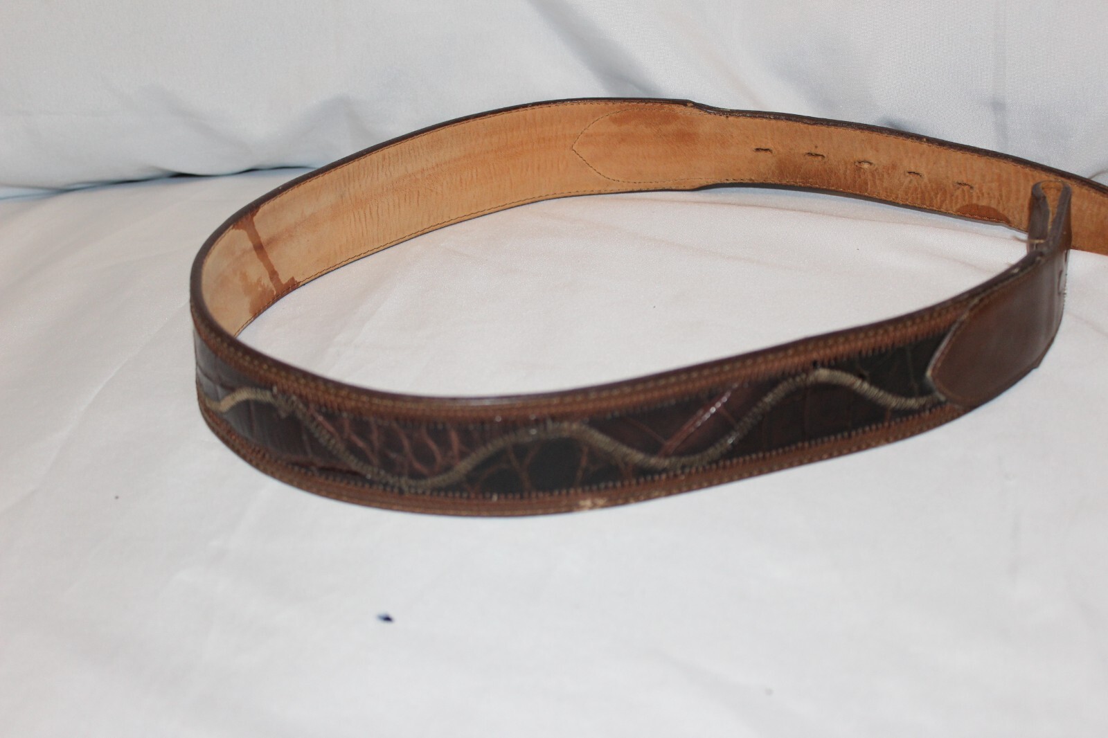 Nocona Belt Genuine Crocodile Wide Belt Size 34 Gem