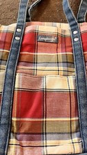 Nice LONGABERGER Simple Multi-Color Plaid Print Purse With A Pocket On The Front