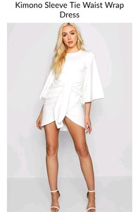 boohoo white wrap dress