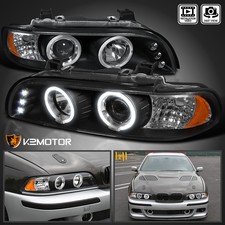 Fits 1996-2003 Bmw E39 525i 530i Black Led Halo Projector Headlights Lamps 96-03