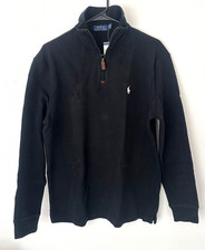 Polo Ralph Lauren Mens Half Zip Sweater Black Knit Pullover Size M