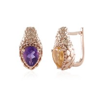 Cavill Silberohrringe Damen Tropfen Amethyst Citrin 925Er RoséGold
