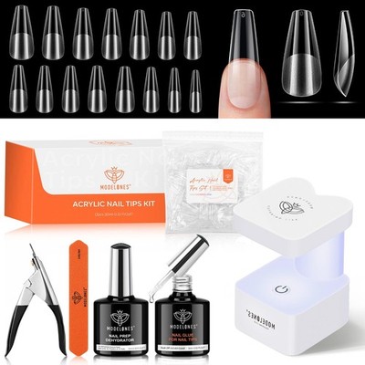 X Nail Gel Kit, Fake Nails Long Coffin, 9inOne Glue Prep Dehydrator & Portabl...