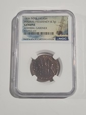 1808 India 10Cash Madras Presidency Genuine Admiral Gardner Shipwreck Coin NGC