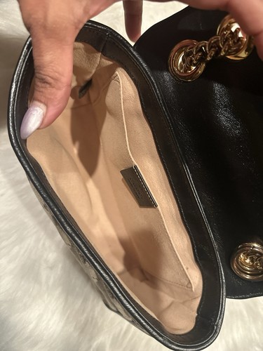 Gucci GG Marmont Diagonal/GG Crossbody Small Beige/Brown Canvas/Leather - Picture 5 of 7