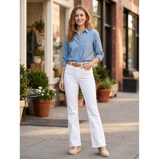 Madewell Mid-Rise Kick Out Jeans White Cropped Flare Bootcut Size 28