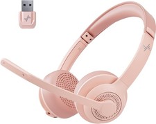 Wireless Headset with AI Noise Cancelling Microphone Bluetooth - Pink