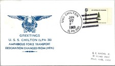 USS Chilton LPA-38 01.27.1969 Greetings Amphibius Force Transport - A4877