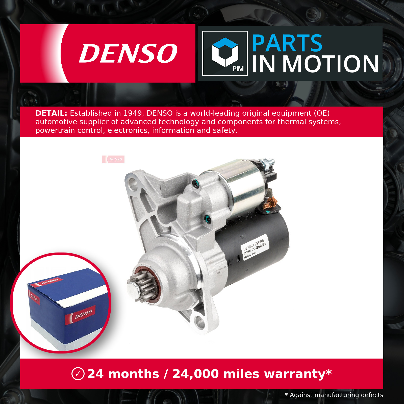 Starter Motor fits SEAT CORDOBA 6L 1.6 03 to 09 Manual Transmission Denso New - Image 42