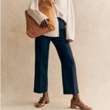 Sézane Navy Blue Martin Crop Trousers Size 34/2 Office Minimalist Sophisticated